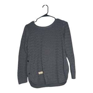 Simply Southern Snap Tunic Knit Sweater Marine Gray Long Sleeve Size Small